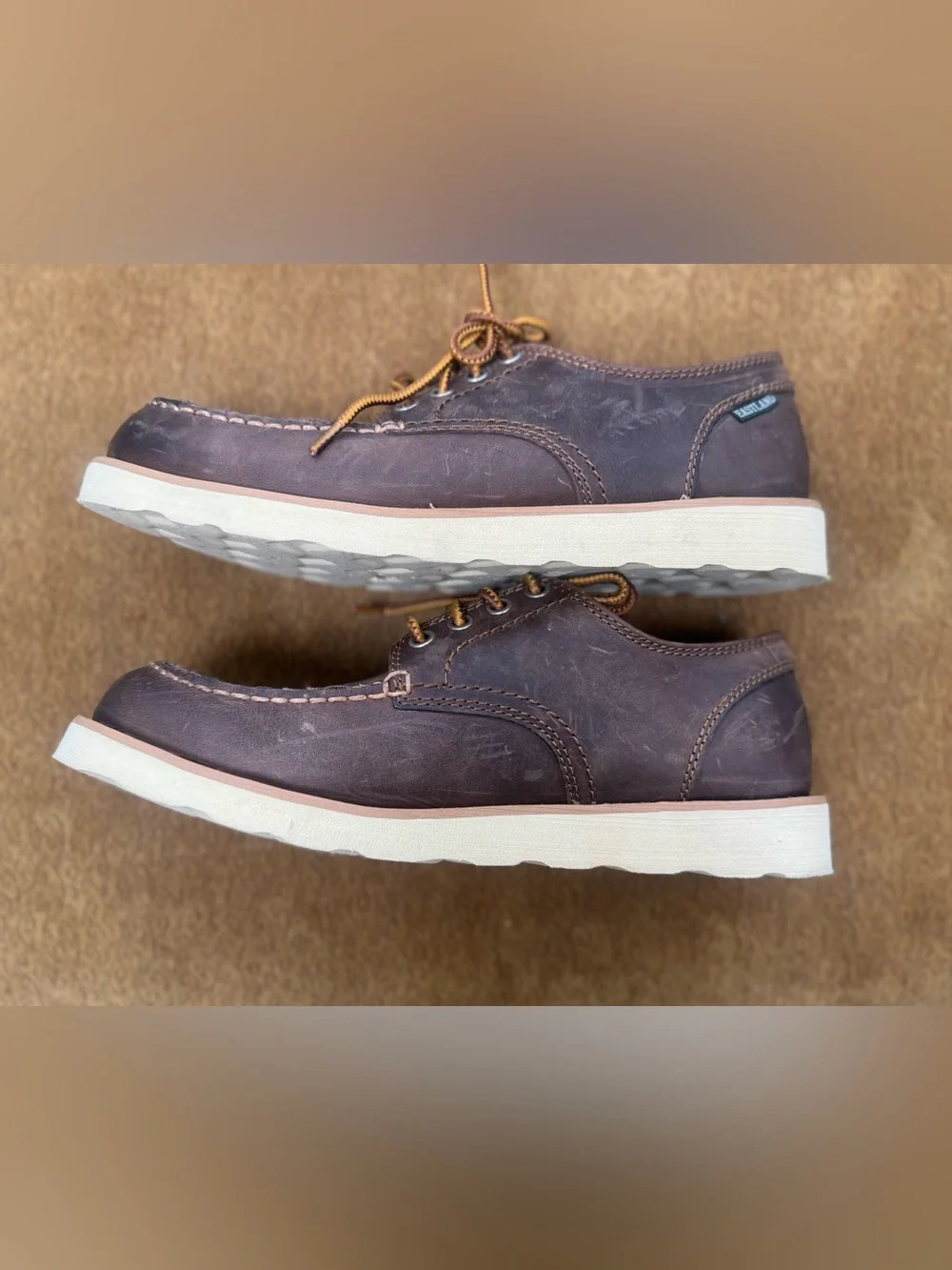 Eastland Dark Brown Leather Lumber Down Shoes with Tan Laces